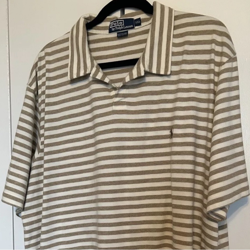 Vintage Polo by Ralph Lauren polo shirt size XXL Beige/white stripe